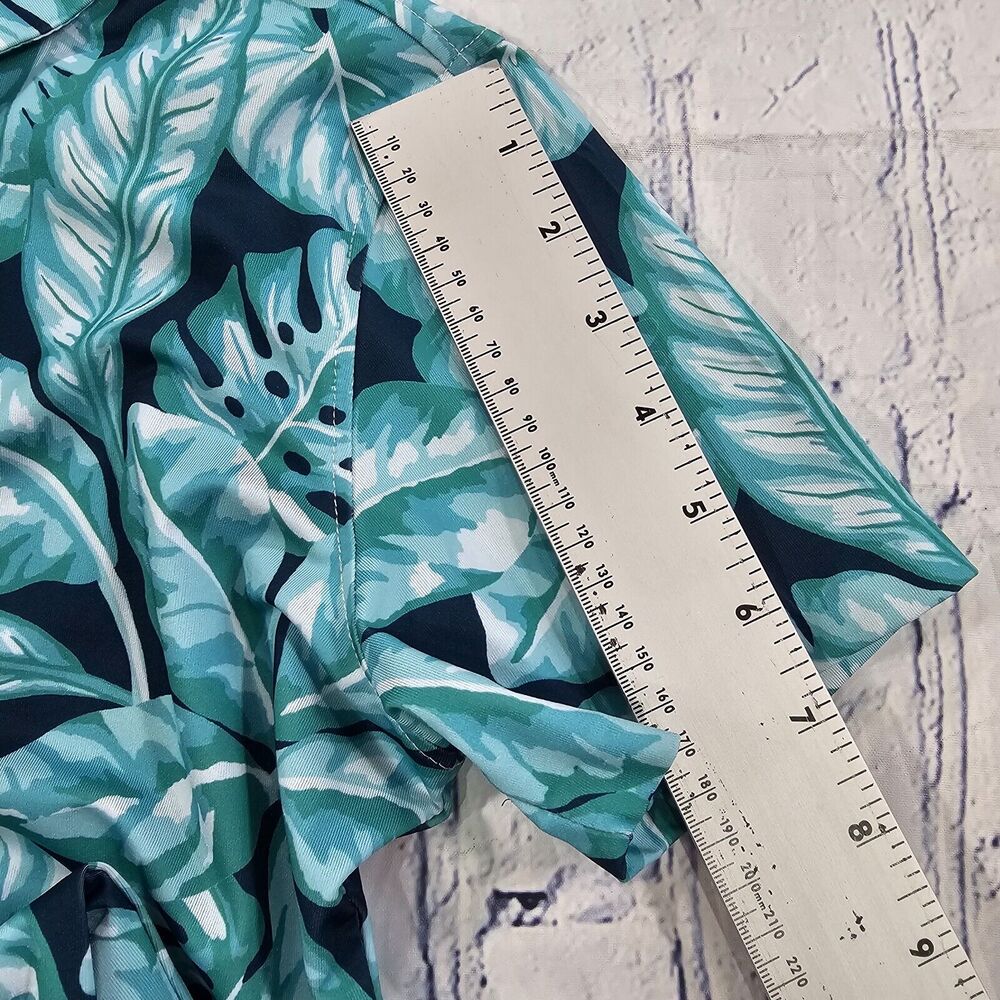 Kenny Flowers Teal & Navy Tropical Leaf Polo - Picture 5 of 10